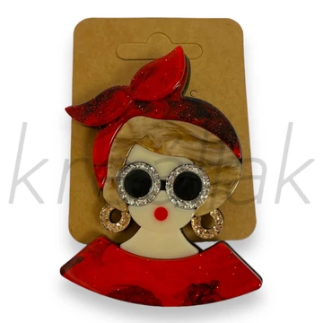 Bross - Piros ruhás nő kitűző