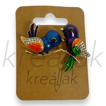 Bross - Színes madárkás kitűző