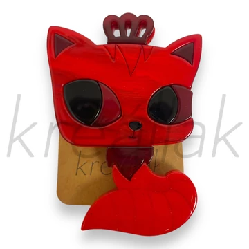 Bross - Piros cica kitűző