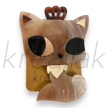 Bross - Barna cica kitűző plasztik