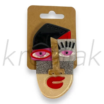 Bross - Picasso fej piros kitűző