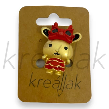 Bross - Arany színű sapkás nyuszi kitűző