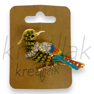 Bross - Színes madaras kitűző kövekkel