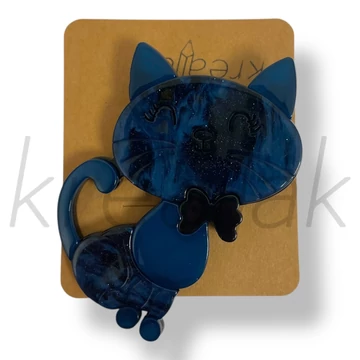 Kék cicás plasztik kitűző