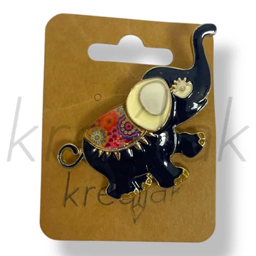 Sötétkék pink hátú elefánt kitűző