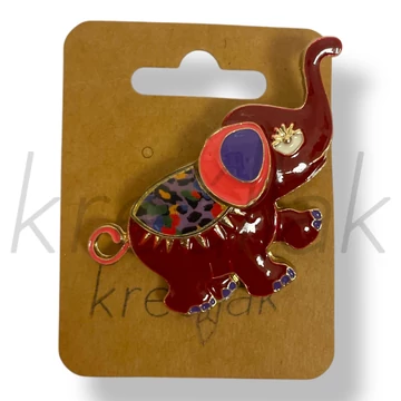 Bordó elefánt kitűző