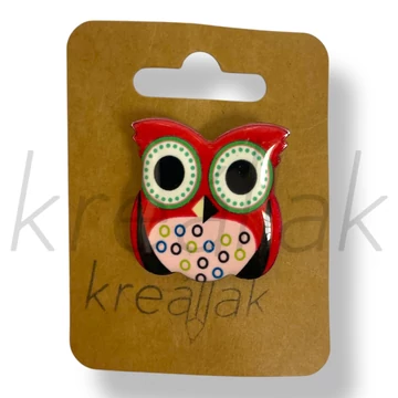 Piros bagoly kitűző