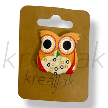 Barack színű bagoly kitűző