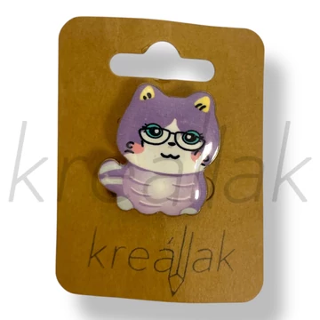 Lila kicsi cica kitűző