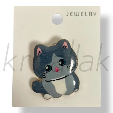 Szürke kicsi cica kitűző