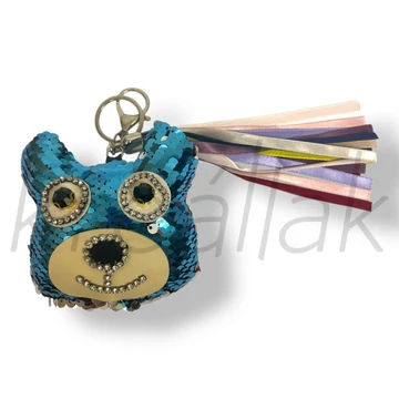 Flitteres kék  macis kulcstartó 