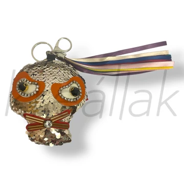 Bézs koponya flitteres kulcstartó 