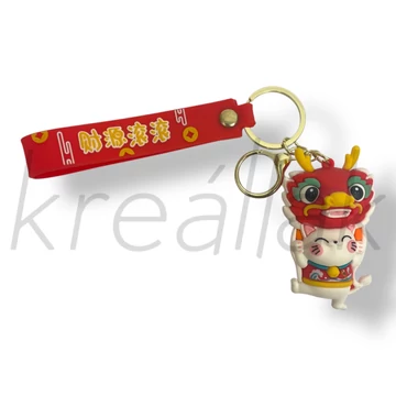 Cica piros figura kulcstartó