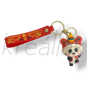 Piros panda kulcstartó