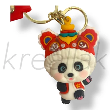 Piros panda kulcstartó