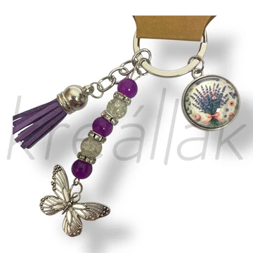 Lila levendula kulcstartó