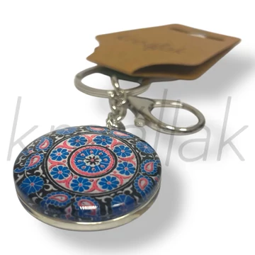 Kék mandala üveglencsés kulcstartó