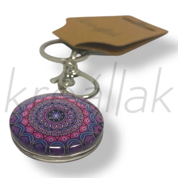Lila mandala üveglencse kulcstartó