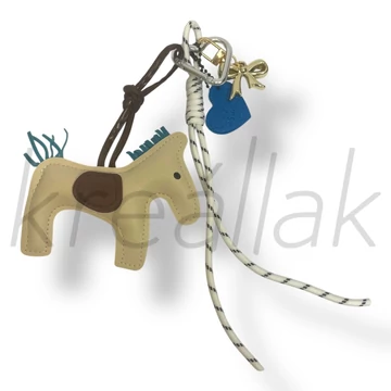 Törtfehér bőr lovacska kulcstartó