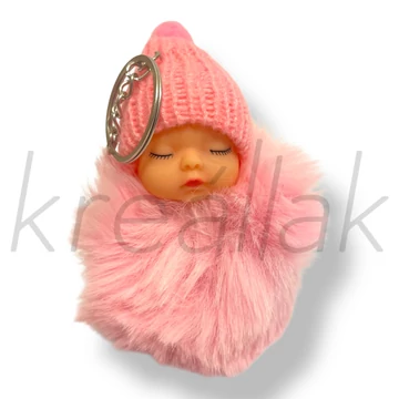 Rózsaszín baba kulcstartó