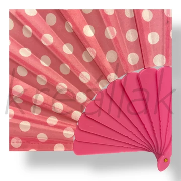 Pink alapon fehér pöttyös legyező