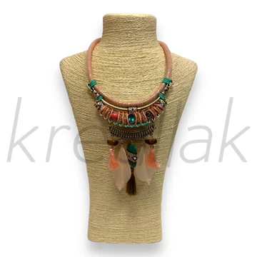 Nyaklánc - Tollas nyaklánc rózsaszín