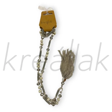 Nyaklánc - Szürke gyöngyös bojtos nyaklánc