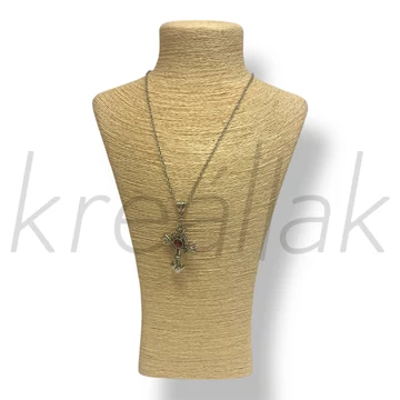 Piros köves kereszt nyaklánc