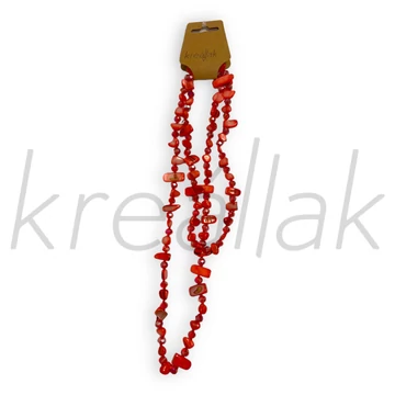 Nyaklánc - Piros gyöngyös,kagylós nyaklánc