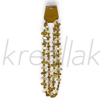Nyaklánc - Mustársárga , kaglyós , gyöngyös nyaklánc