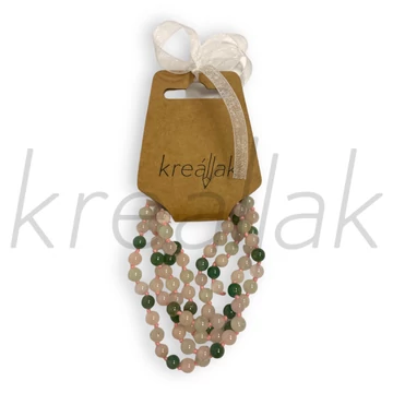 Ásvány nyaklánc fehér zöld színben