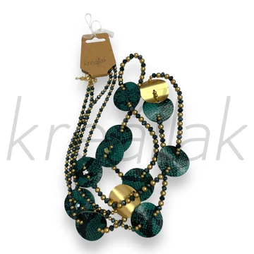 Nyaklánc - Kígyómintás bőrlapos nyaklánc zöld színben