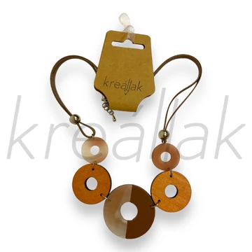 Nyaklánc - Fa-plasztik körlapos nyaklánc barna