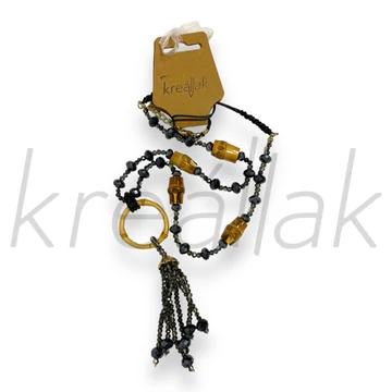 Nyaklánc - Bronz gyöngyös nyaklánc bambusz elemekkel