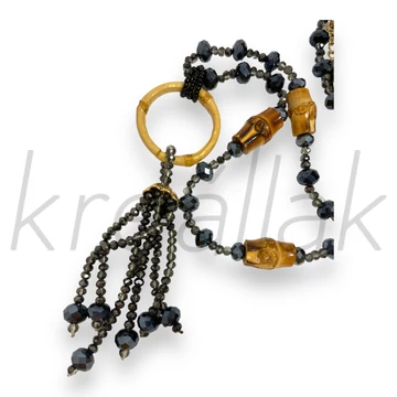 Nyaklánc - Bronz gyöngyös nyaklánc bambusz elemekkel