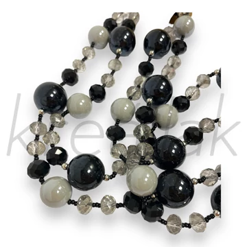 Nyaklánc - Nagy gyöngyös nyaklánc fekete-szürke színben