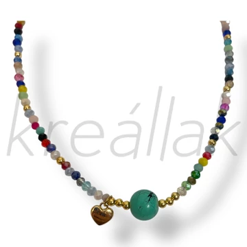 Türkiz gyöngyös színes nyaklánc