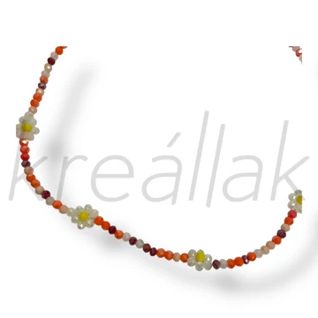 Narancs gyöngyös virág nyaklánc