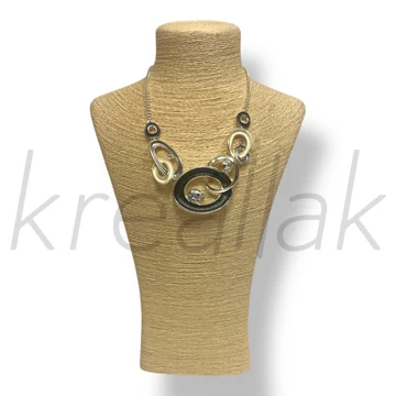 Fekete körös,köves nyaklánc 