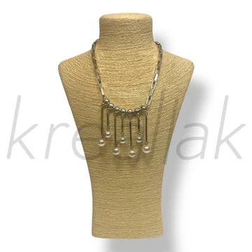 Fehér gyöngyös ezüst nyaklánc