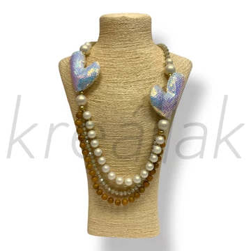 Fehér flitter szives nyaklánc