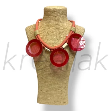 Pink plasztik kör lapos nyaklánc