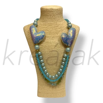 Kék flitter szív nyaklánc