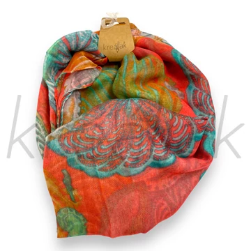 Sálak és Kendők - Mintás sál korall