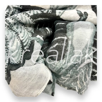 Sálak és Kendők - Mintás sál fekete-fehér