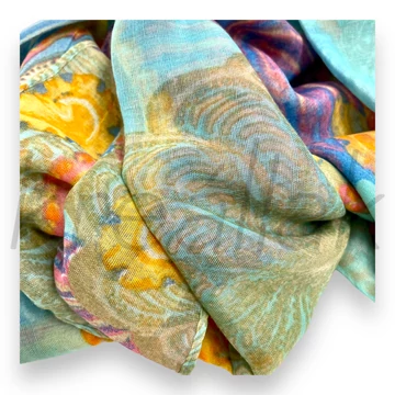 Sálak és Kendők - Mintás sál kék-sárga