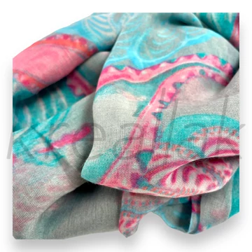 Sálak és Kendők - Mintás sál türkíz-pink