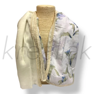 Krém virágos kendő