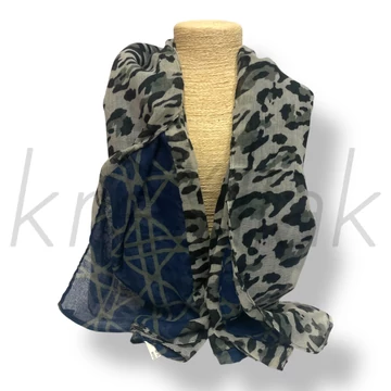 Kék állat-geometriai mintás sál