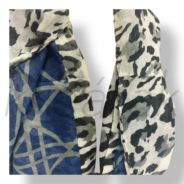 Kék állat-geometriai mintás sál